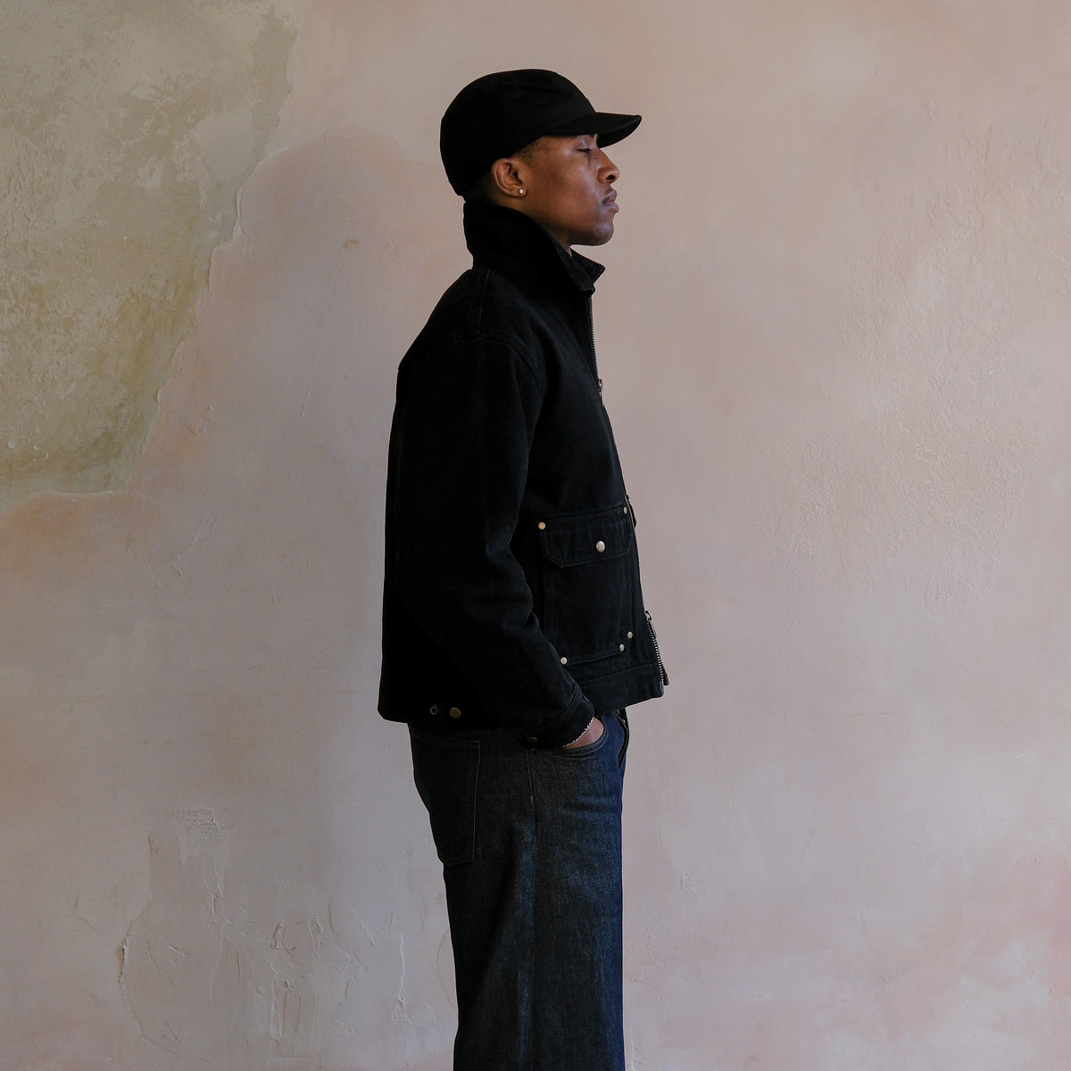 Silhouette Americana Jacket in Black Denim (Final Batch, 2 Week Lead Time)